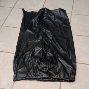 Elegant Faux Black Leather Maxi Skirt Long With Side Slit